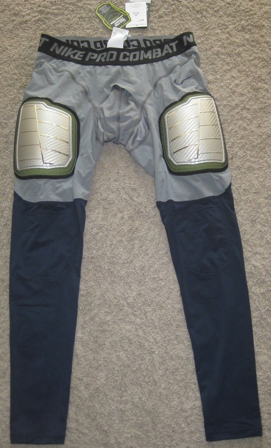 NIKE PRO COMBAT COMPRESSION HARD PLATE TIGHTS FOOTBALL PADDED 2XL XXL 2X GREY
