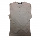 Ralph Lauren Jeans CO. Women's Waffle Crochet Trim Henley Top Light Taupe Heathe