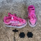 Girls Heelys youth size 13 white iridescent pink preowned 13c hook and covers