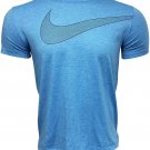 NEW MEN'S Nike Breathe Dri-Fit Swoosh BLUE Short Sleeve Shirt CV7784-484 Sz XL