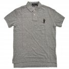 Polo Ralph Lauren Men's L Custom Fit FLAG Bear Logo Mesh Solid Polo Shirt GREY