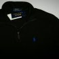 NWT Polo Ralph Lauren SOLID BLACK Estate Rib Half-Zip Shirt Sweater M BLUE PONY