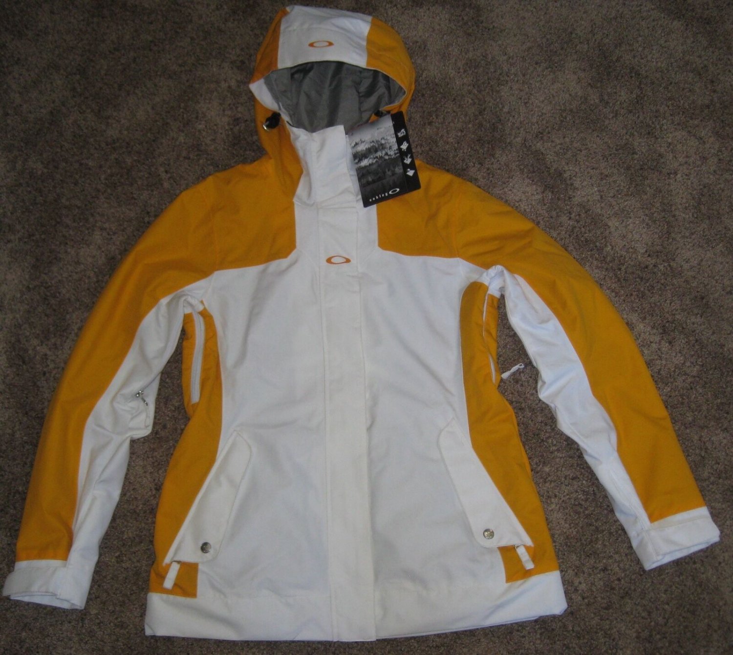 Oakley BROOKSIDE BRIGHT ORANGE WHITE Women's SMALL S Winter Ski Snowbaord Jacket