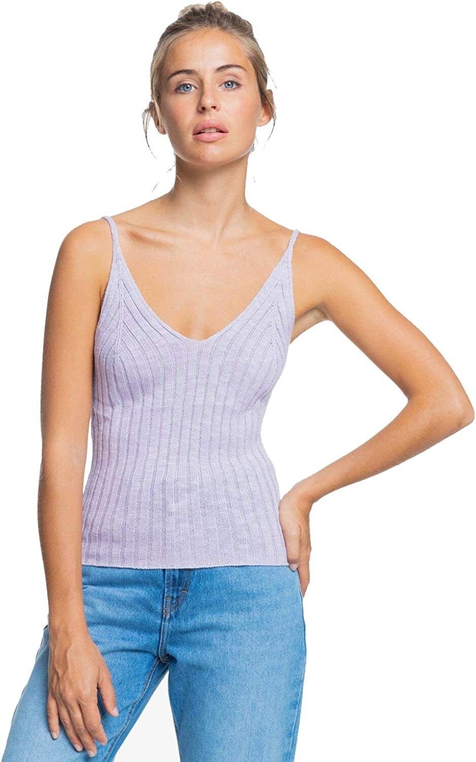 NEW Roxy Womens S SMALL Moon Bird V-Neck TANK TOP Sweater TOP LIGHT PURPLE