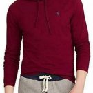 NEW Polo Ralph Lauren Mens Hooded T-Shirt BURGUNDY WINE BLUE PONY RIDER S M L XL
