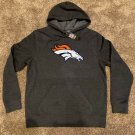 MENS L LARGE MAJESTIC DENVER BRONCOS GREY PULL OVER HOODIE SWEATSHIRT GRAY NFL