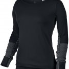 NIKE LADIES EPIC KNIT CREW RUNNING TOP SHIRT XS 589296 WOMENS BLACK TRAINING NEW