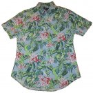 RALPH LAUREN Polo Mens Short Sleeve Tropical Floral Slim Fit Oxford Shirt Blue