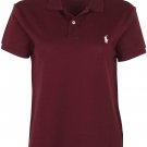 RALPH LAUREN Polo SKINNY Fit Women Logo Polo T-Shirt WINE RED S