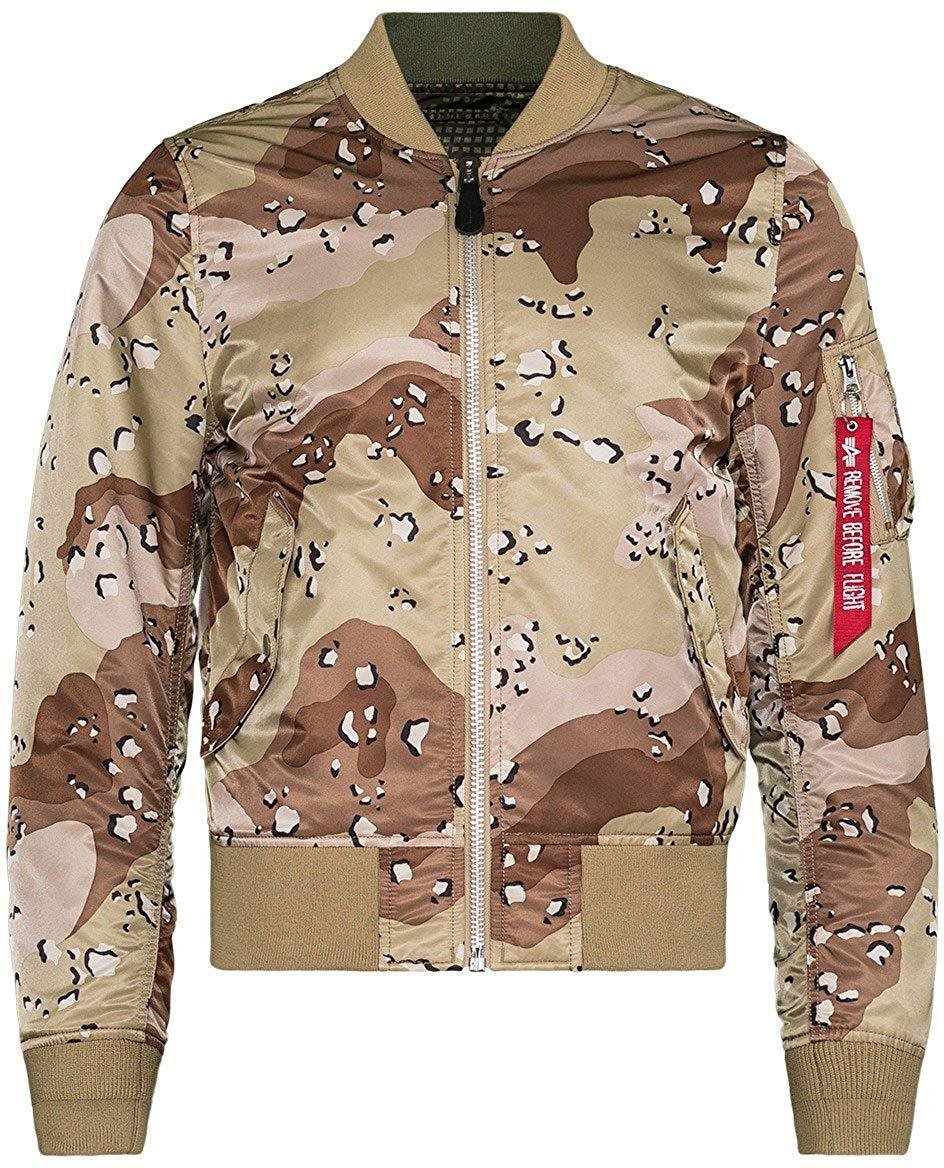 ALPHA INDUSTRIES MA-1 DOUBLE CAMO CHOCOLATE CHIP BLOOD CHIT FLIGHT JACKET S Sm