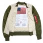 ALPHA INDUSTRIES L-2B Dragonfly Blood Chit Rev Jacket White/Green XS S M $150