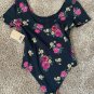 Vans New BOTANIC FLORAL LEOTARD Bodysuit SHORT SLEEVE Women's Size XS SCOOP NECK