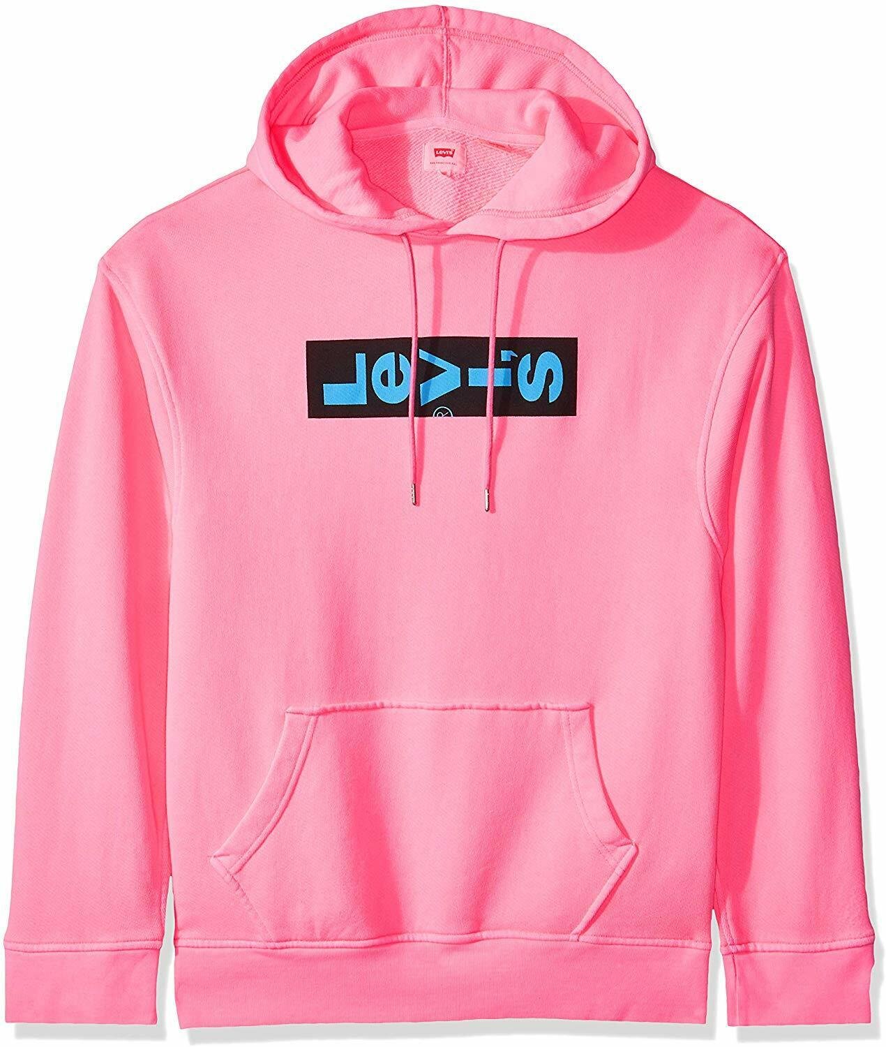 Levi's Red Tab Men's Oversized Graphic Hoodie Pink Black hooded sweatshirt M L