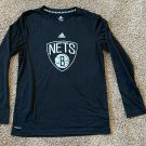NEW JERSEY BROOKLYN NETS BLACK YOUTH BOYS ADIDAS BLACK L/S SHIRT SHOOTING NBA