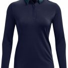 $70 Womens Size L Under Armour UA Zinger Long Sleeve Golf UPF 50+ Polo Shirt NEW