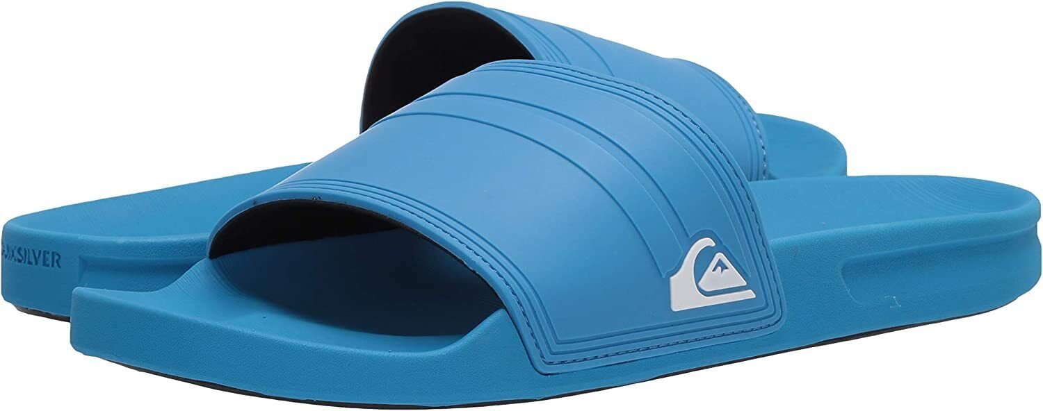 Quiksilver Men's Rivi Slide Open Toe Sandals BLUE WHITE SIZE 13 14 BEACH SURF