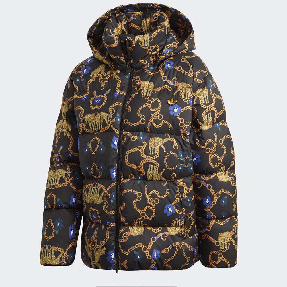 Adidas GS Down Fill Puffer Jacket Leopard Chain Womens GD2502 SZ S M XL $280
