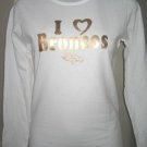 I LOVE DENVER BRONCOS WOMENS S FITTED LONG SLEEVE T SHIRT WHITE TOP NFL NEW NWT