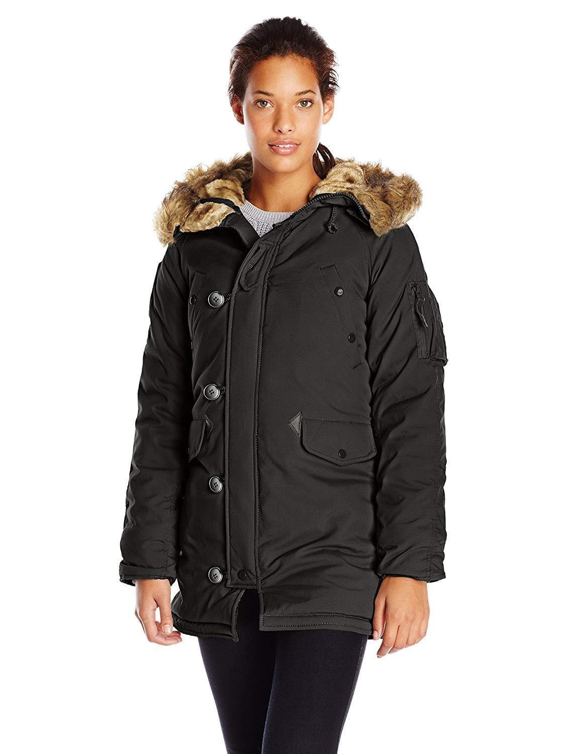 NEW AUTHENTIC ALPHA INDUSTRIES WOMENS XS ALTITUDE PARKA BLACK JACKET COAT NWT