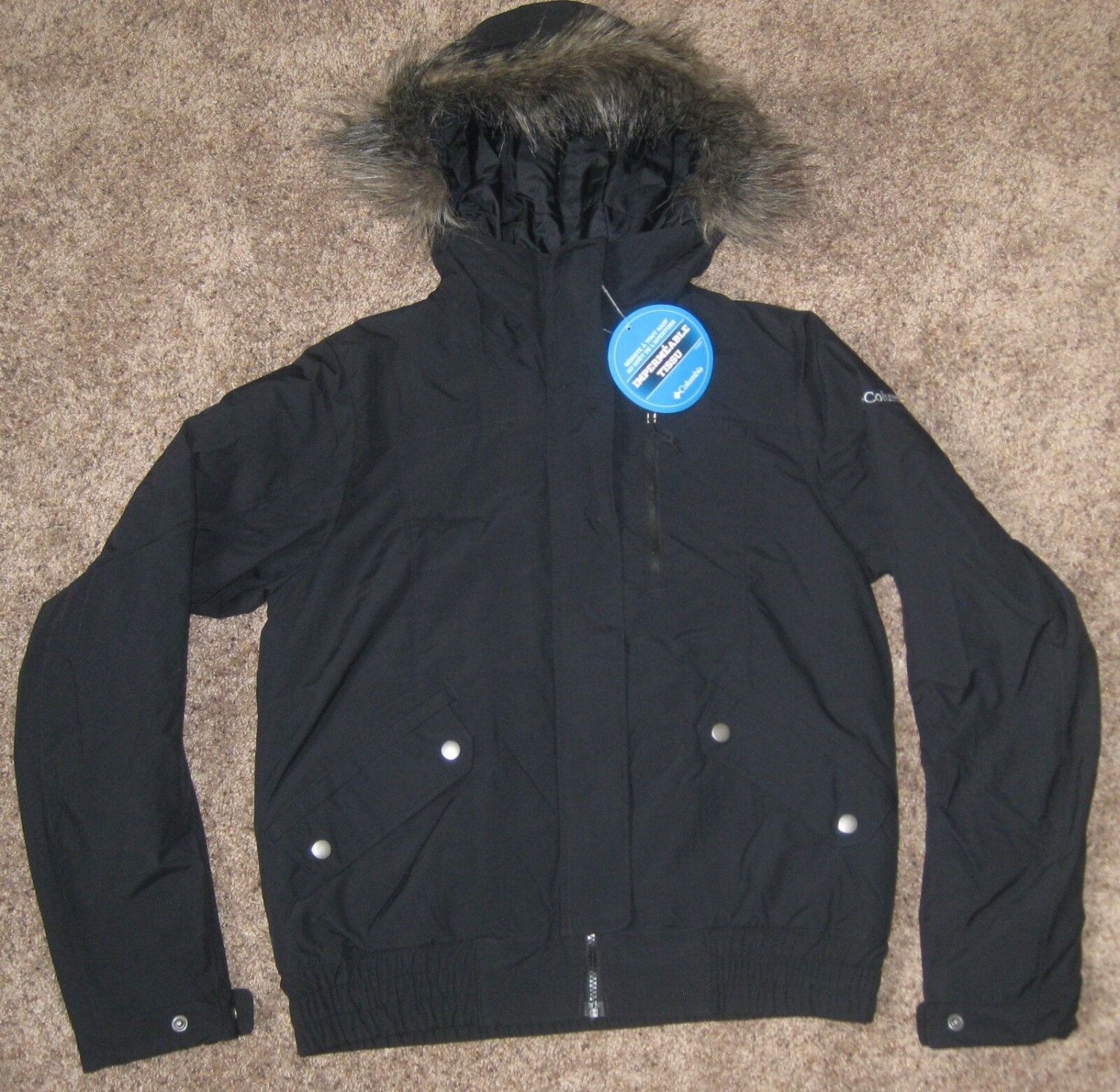 COLUMBIA WOMENS SMALL HOODED NEW JACKET GRINNELL GLACIER BLACK WINTER SKI S NEW