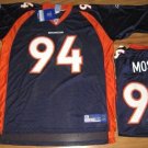 REEBOK DENVER BRONCOS JARVIS MOSS JERSEY ON field L NEW LARGE LG NAVY FOOTBALL