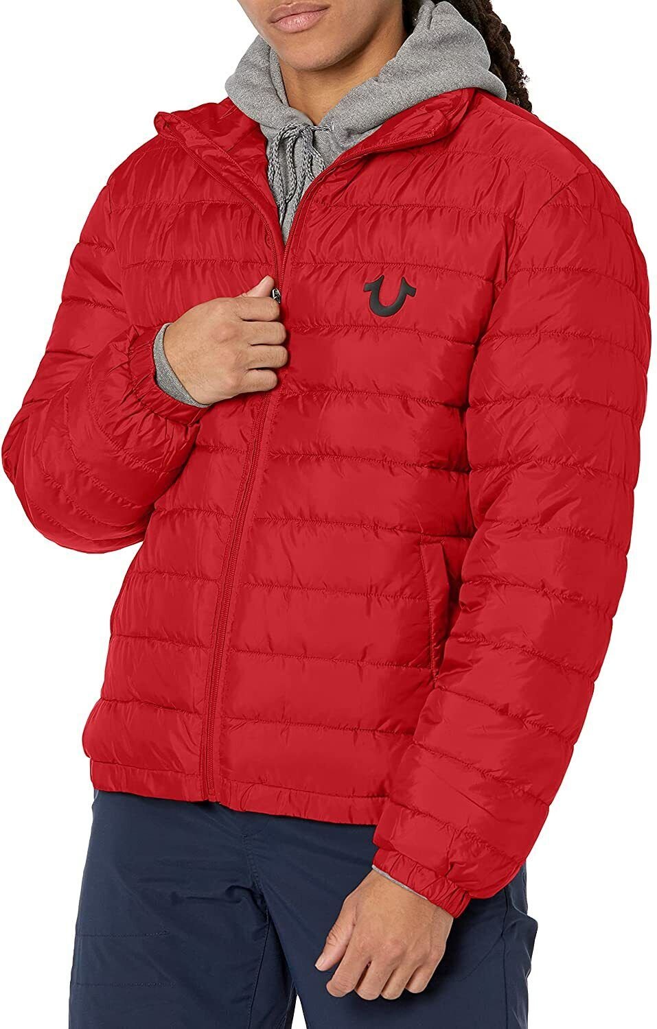 New True Religion Bleed True Logo Puffer Jacket Coat Mens XL Red $199 coat NWT