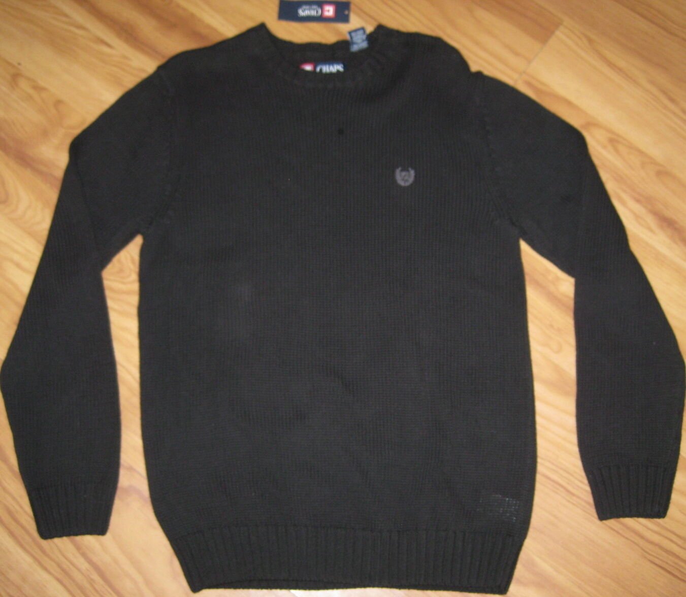 NEW CHAPS KNIT SWEATER COTTON BLACK 100% COTTON EXTRA LARGE XL $69.50 KNITTED