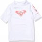 Roxy Whole Hearted  Short Sleeve Rashgaurd Little Girls 4 WHITE PINK UPF 50+