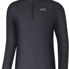New GORE WEAR R3 Men's Long Sleeve Zip Shirt  Medium M Grey  Black 100411