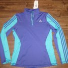 WOMENS ADIDAS RUNNING LONG SLEEVE 1/4 ZIP CLIMA ESS QZ TRACK TOP S M66378 PURPLE