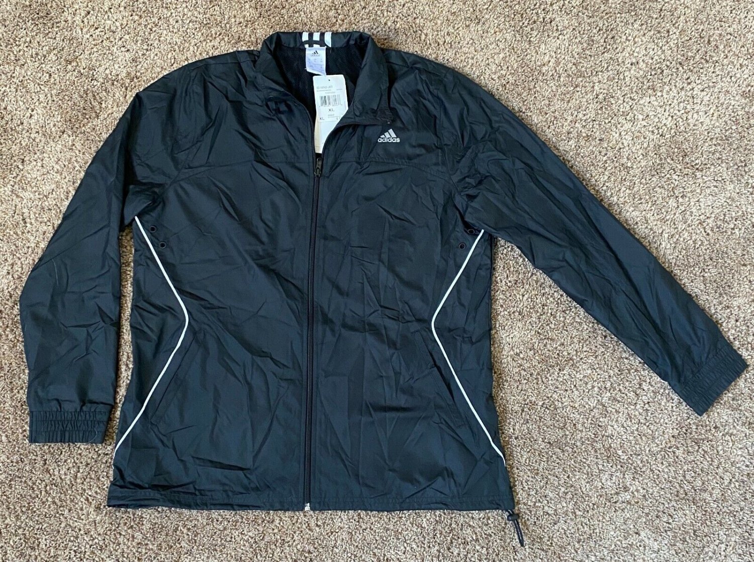 NEW Adidas WOMENS 3S WIND JACKET FULL ZIP TRACK XL BLACK W47991 NWT $55.00