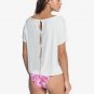 ROXY Beautiful Horizon Short Sleeve Button-Back Top WOMENS XS WHITE FUN T SHIRT