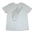 Nike Mens' "Swoosh" Graphic RUN Print Short Sleeve Shirt WHITE XL 885048 100 NEW