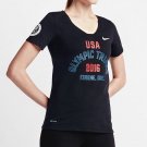 NIKE DRI-FIT TEAM USA BLACK OLYMPIC TRIALS WOMEN'S LARGE L LG T-SHIRT 801612 010