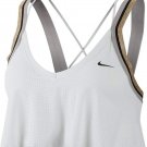 Nike Women's Glam Dunk Metallic Strappy-Back Mid-Impact Sports Bra, White S M