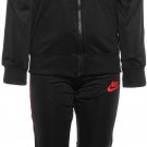 Little Kids Nike Size 4 Sportswear Full Zip Tracksuit Set Top Joggers Black Red