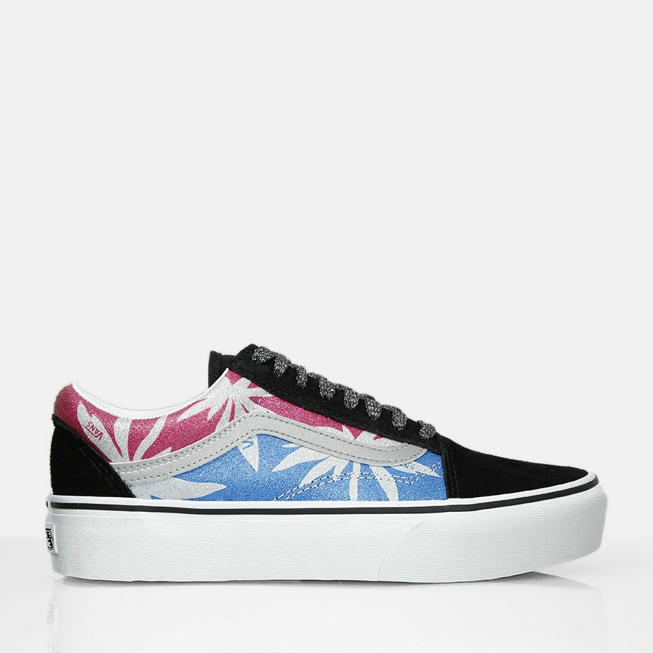 VANS OLD SKOOL PLATFORM AFTER DARK SUMMER LEAF WHITE SKATE SHOES SIZE MENS 7.5