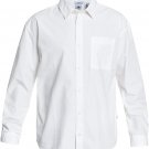 Quiksilver Mens SZ LARGE L Og Ls WHITE Plain Shirt Long Sleeve Shirt LOOSE FIT