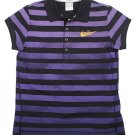 NIKE NSW WOMENS STRIPED BLACK PURPLE POLO SHIRT SMALL SM S 387436 TOP CHINA