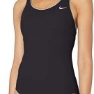 New Nike Women's Solid Powerback One Piece Athletic Beach Swimsuit Black M L XL