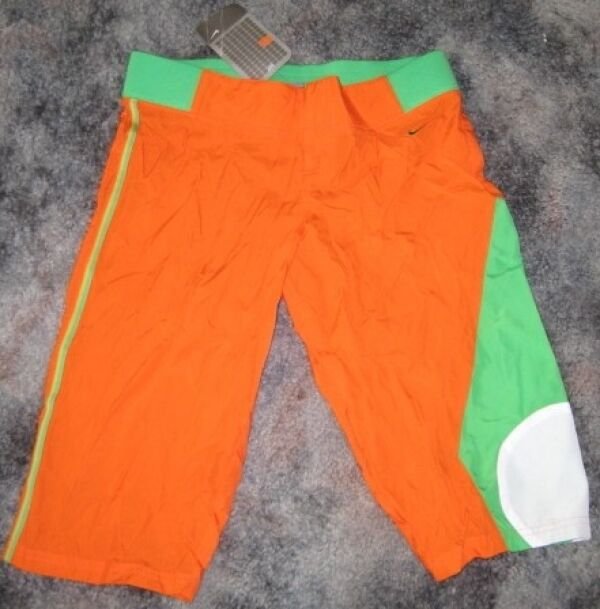 NIKE BRIGHT ORANGE GREEN WOMENS PANTS XS 0 2 NEW CAPRI 298195 827 knee shorts