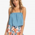 NEW Roxy Women's High Hopes Cropped Top TANK QUIKSILVER BLUE L XL SHIRT TUBE