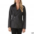 NEW Vans WOMEN'S XS PIKE Jacket BLACK GREY PARKA COAT JACK NWT $128 MOTO STYLE
