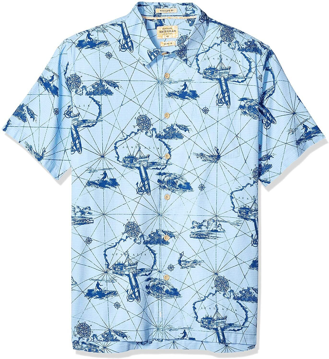 Quiksilver Mens FINDING WAVES Button Down WATERMAN COLLECTION REGULAR FIT Shirt