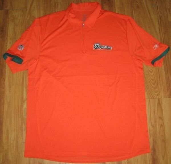 REEBOK PLAY DRY MIAMI DOLPHINS COACHES POLO SHIRT MEDIUM MED M ORANGE