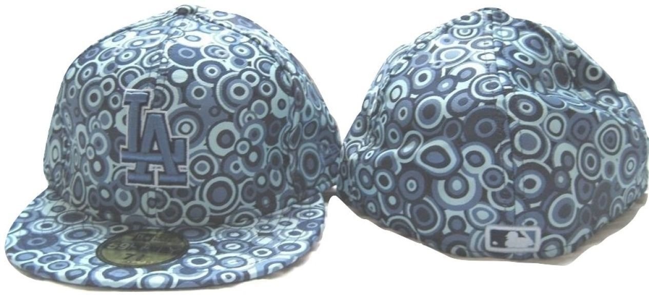 NEW ERA LA DODGERS FITTED HAT CAP 7 1/4 CROP CIRCLES BLUE