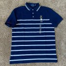 Polo Ralph Lauren Mens Custom Slim Fit SHORT Sleeve Striped CAPTAIN BEAR NAVY M