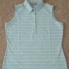 NIKE FIT DRY DRI WOMENS GOLF SHIRT S BLUE STRIPED 4 6 256846 453 Small