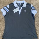 FJ Footjoy Ladies Women's M Golf Shirt Polo Baby Pique Sleeve Stripe CHARCOAL