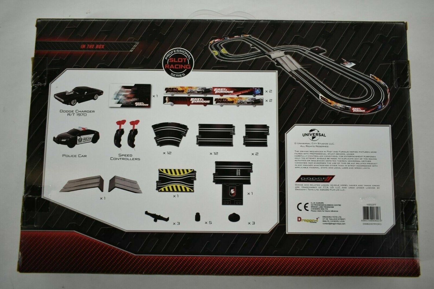 Fast & Furious Slot Car Racing Track w Police Car Ultimate Speed New